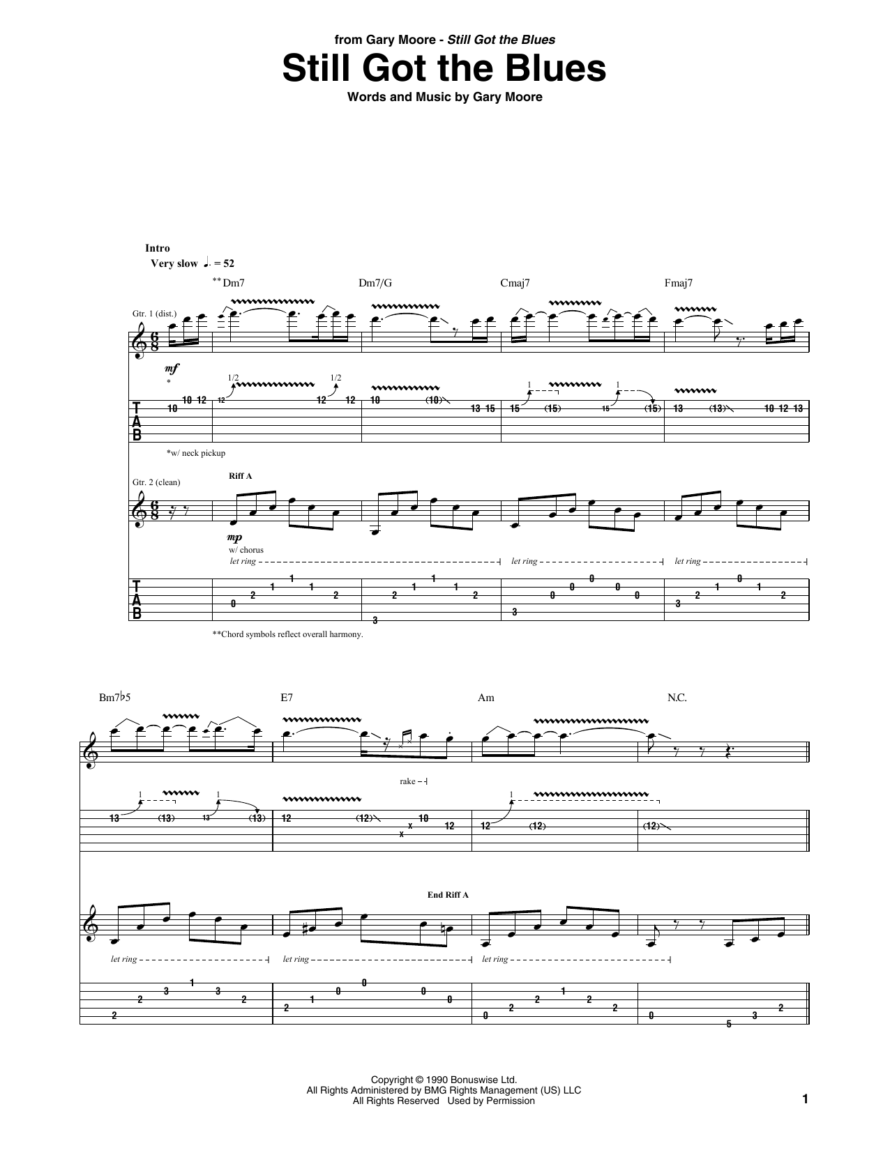Gary Moore Still Got The Blues sheet music notes and chords arranged for Guitar Tab (Single Guitar)