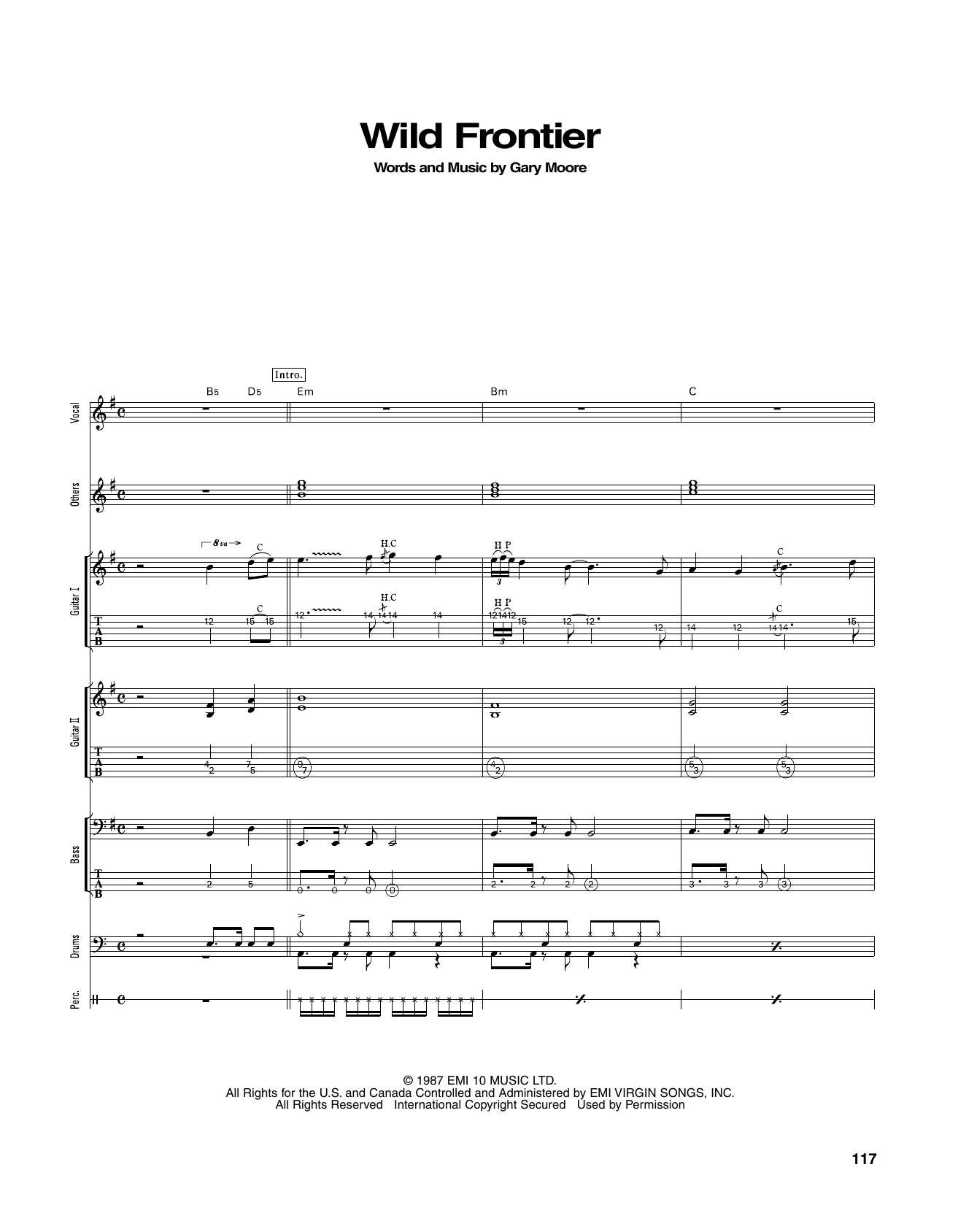 Gary Moore Wild Frontier sheet music notes and chords arranged for Transcribed Score