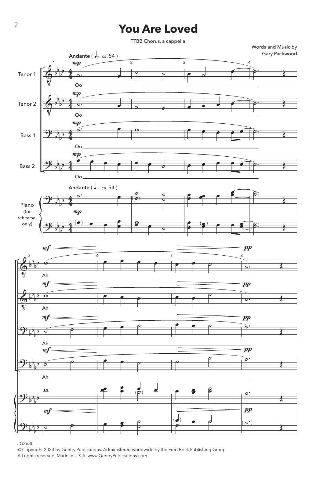 Gary Packwood You Are Loved sheet music notes and chords arranged for TTBB Choir