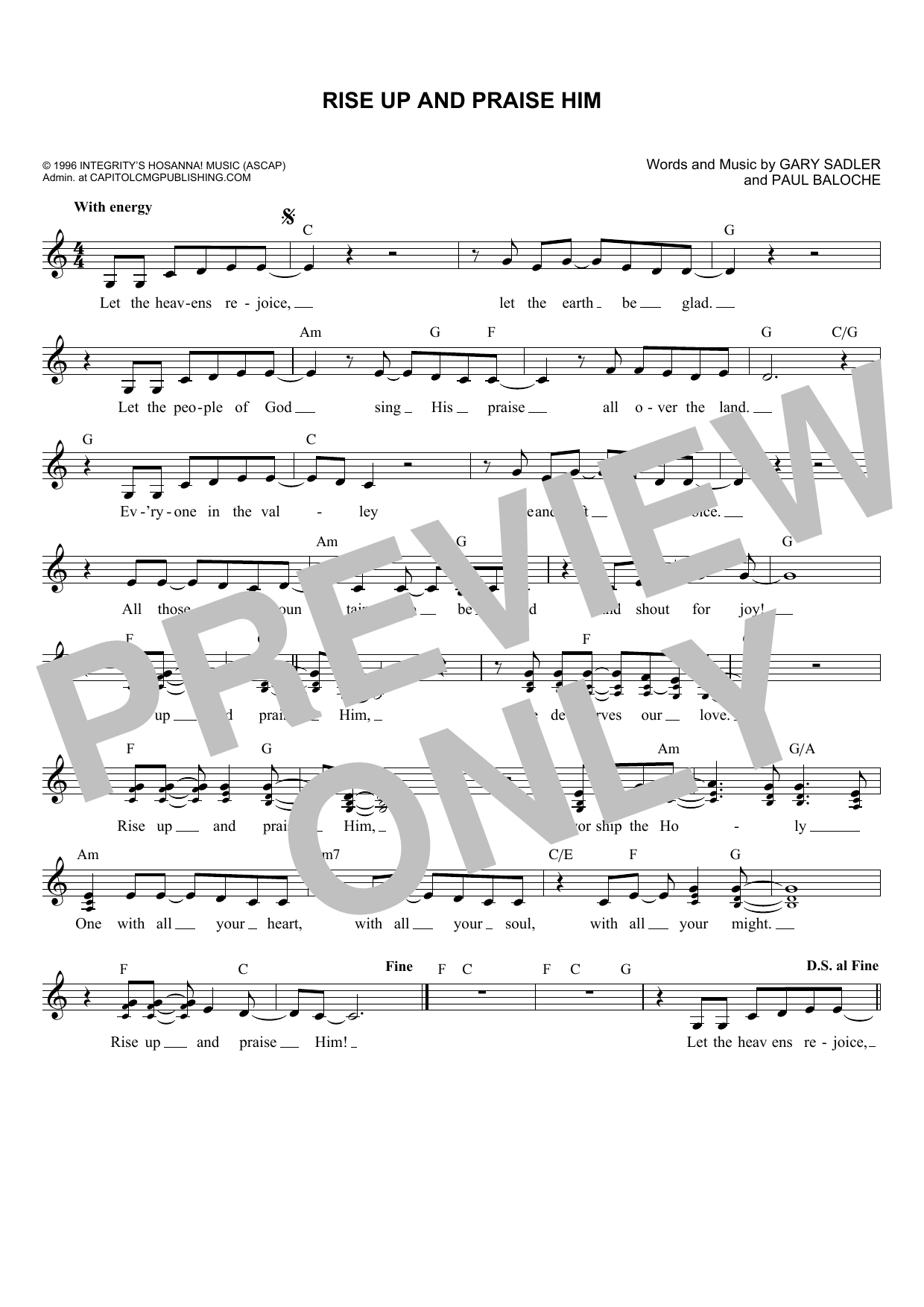 Gary Sadler Rise Up And Praise Him sheet music notes and chords arranged for Lead Sheet / Fake Book