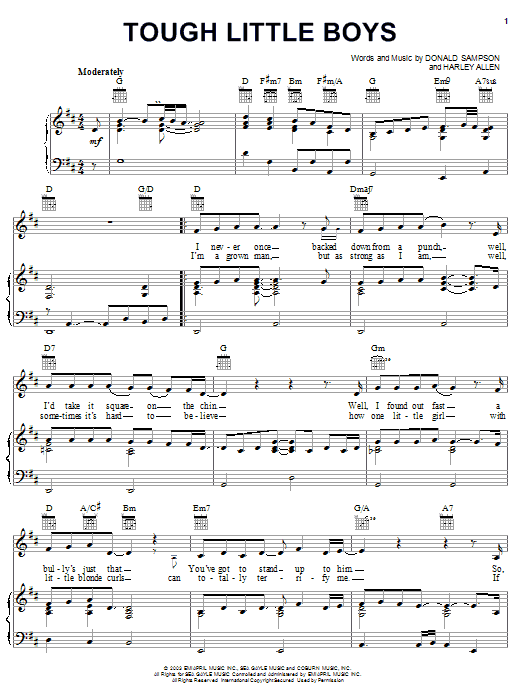 Gary Allan Tough Little Boys sheet music notes and chords. Download Printable PDF.