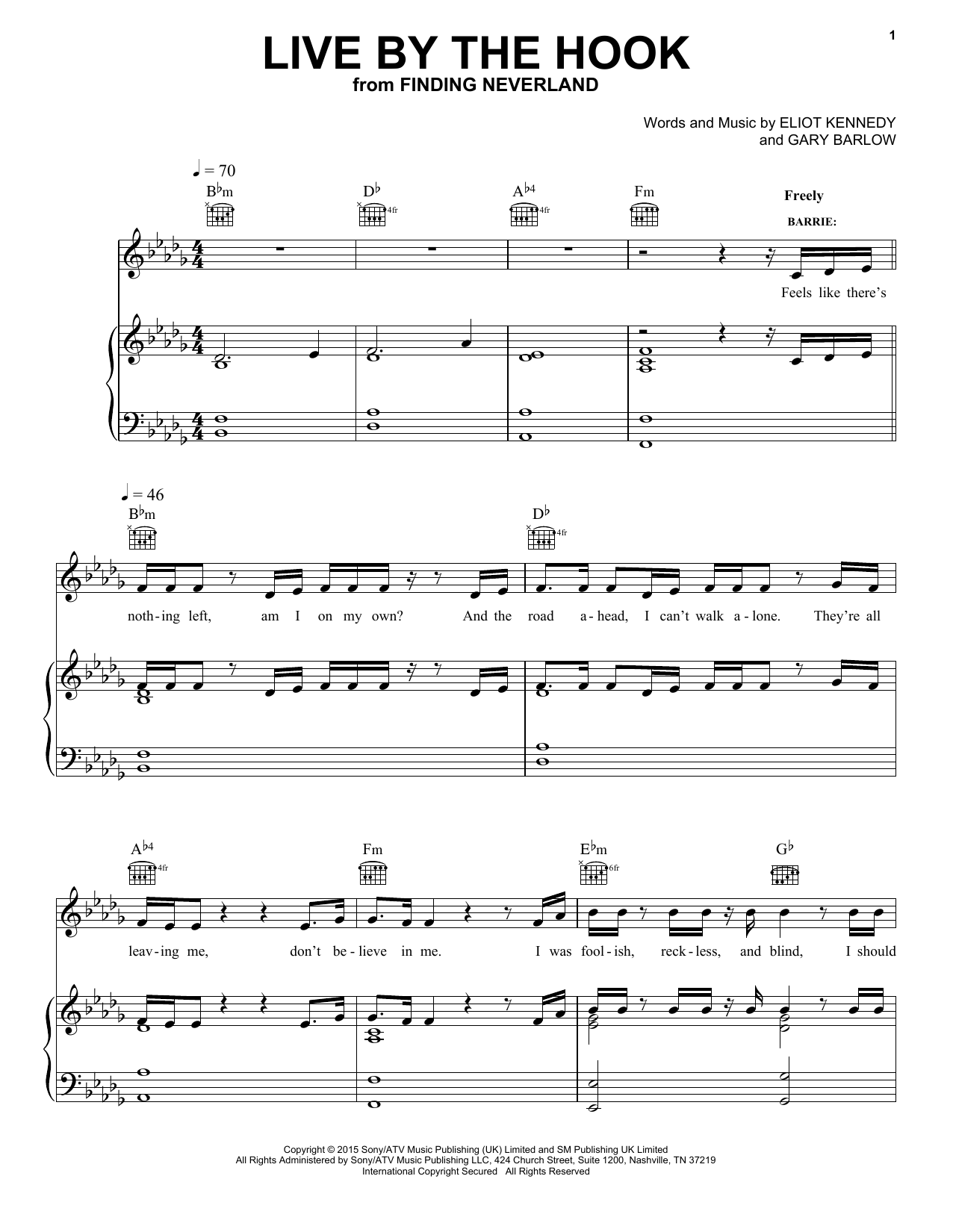Gary Barlow Live By The Hook sheet music notes and chords arranged for Piano, Vocal & Guitar Chords (Right-Hand Melody)