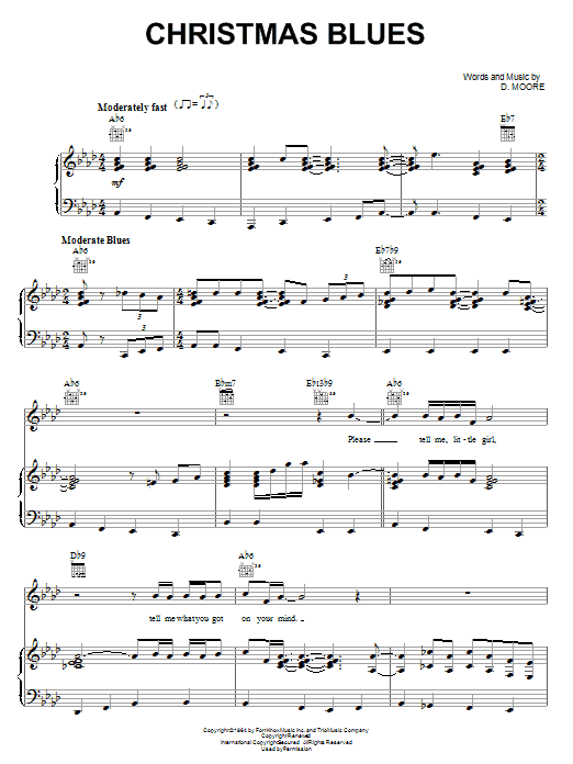 Gatemouth Moore Christmas Blues sheet music notes and chords arranged for Piano, Vocal & Guitar Chords (Right-Hand Melody)