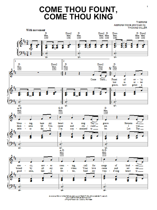 Gateway Worship Come Thou Fount, Come Thou King sheet music notes and chords arranged for Super Easy Piano