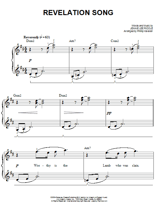 Gateway Worship Revelation Song (arr. Phillip Keveren) sheet music notes and chords arranged for Easy Piano