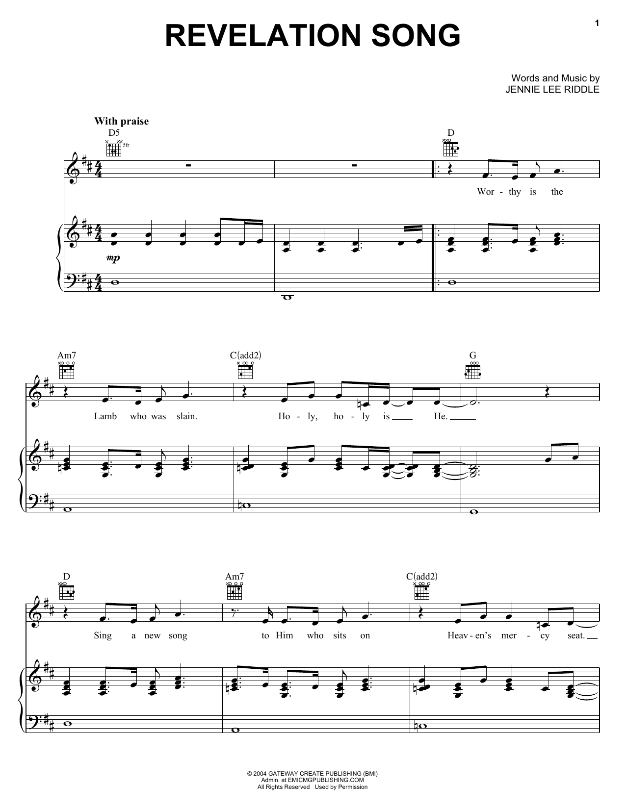 Gateway Worship Revelation Song sheet music notes and chords arranged for Piano Solo