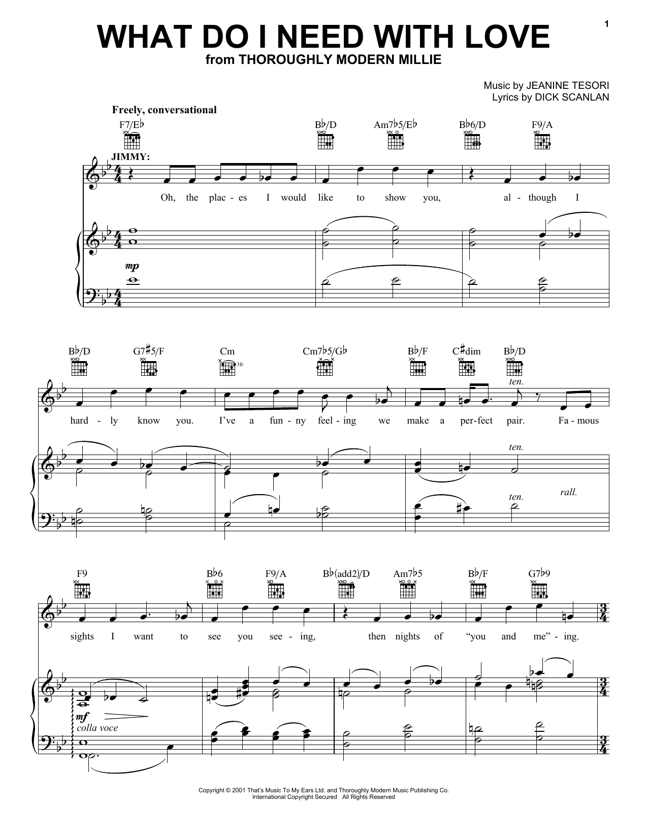 Gavin Creel What Do I Need With Love (from Thoroughly Modern Millie) sheet music notes and chords arranged for Vocal Pro + Piano/Guitar