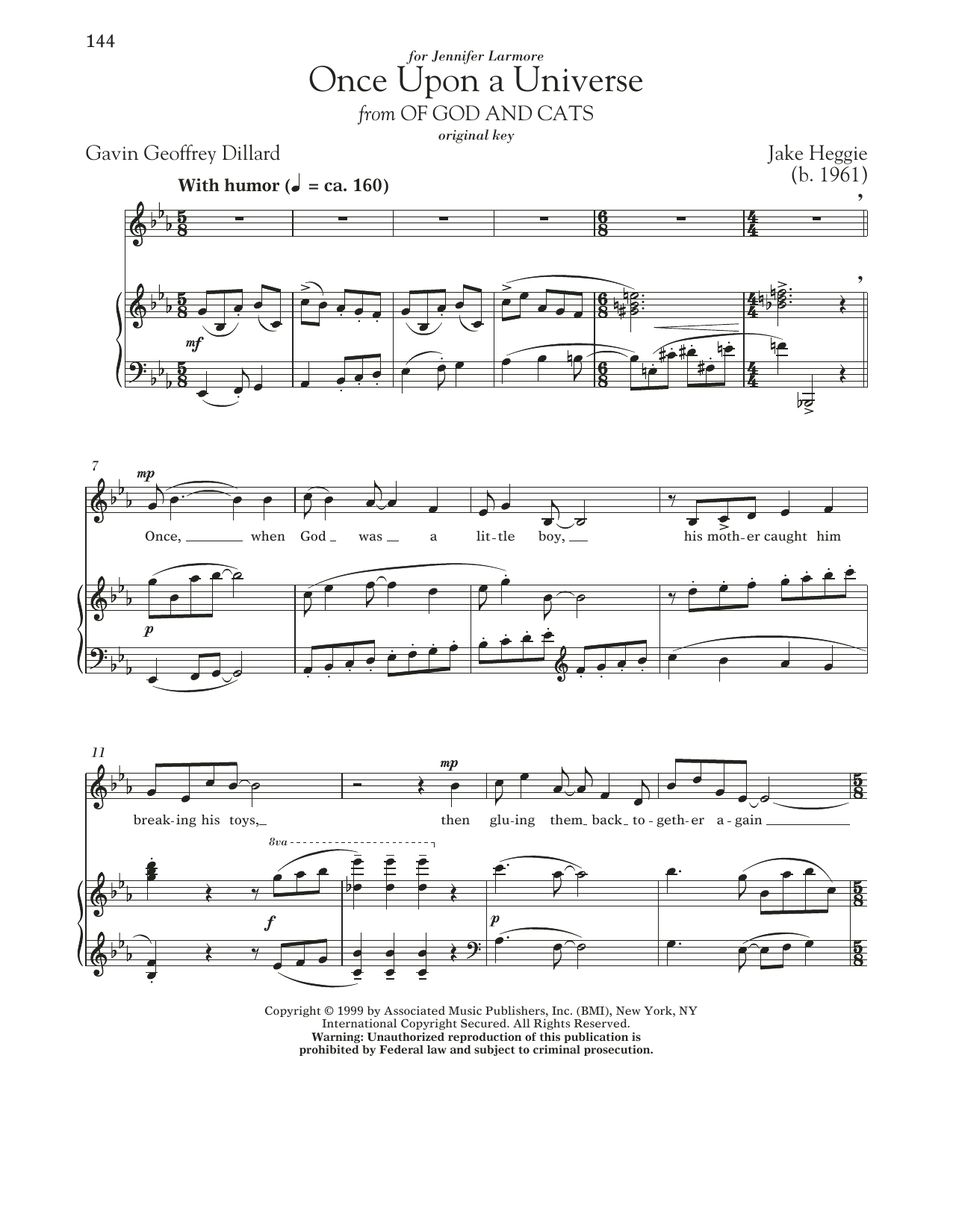 Gavin Geoffrey Dillard Once Upon A Universe sheet music notes and chords arranged for Piano & Vocal