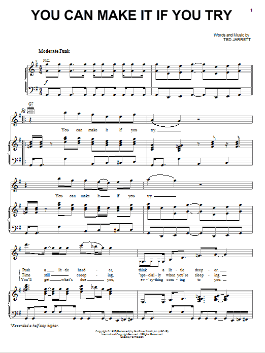 Gene Allison You Can Make It If You Try sheet music notes and chords arranged for Piano, Vocal & Guitar Chords (Right-Hand Melody)