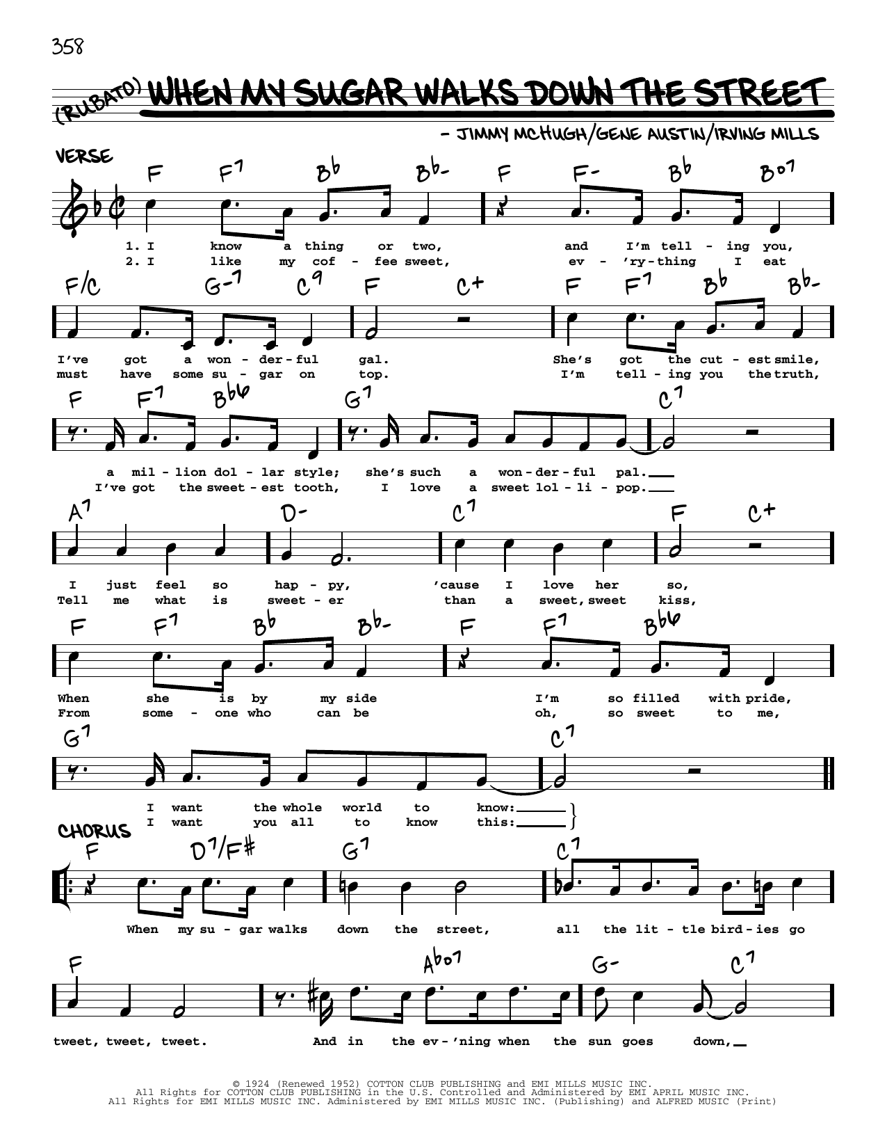 Gene Austin When My Sugar Walks Down The Street (arr. Robert Rawlins) sheet music notes and chords arranged for Real Book – Melody, Lyrics & Chords