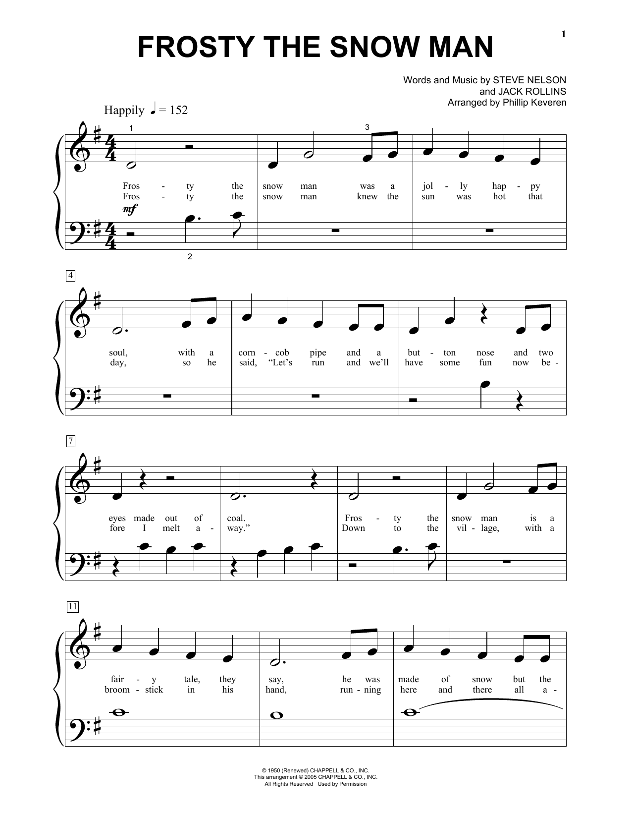 Gene Autry Frosty The Snow Man (arr. Phillip Keveren) sheet music notes and chords arranged for Big Note Piano