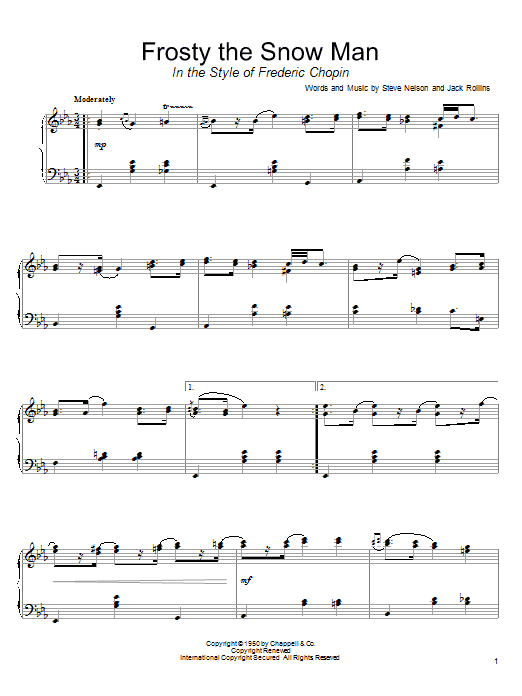 Gene Autry Frosty The Snow Man (in the style of Frederic Chopin) (arr. David Pearl) sheet music notes and chords arranged for Piano Solo