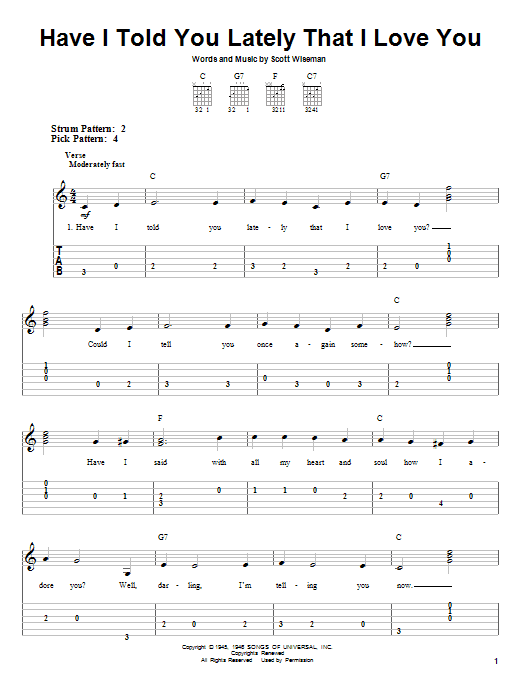 Gene Autry Have I Told You Lately That I Love You sheet music notes and chords arranged for Easy Piano