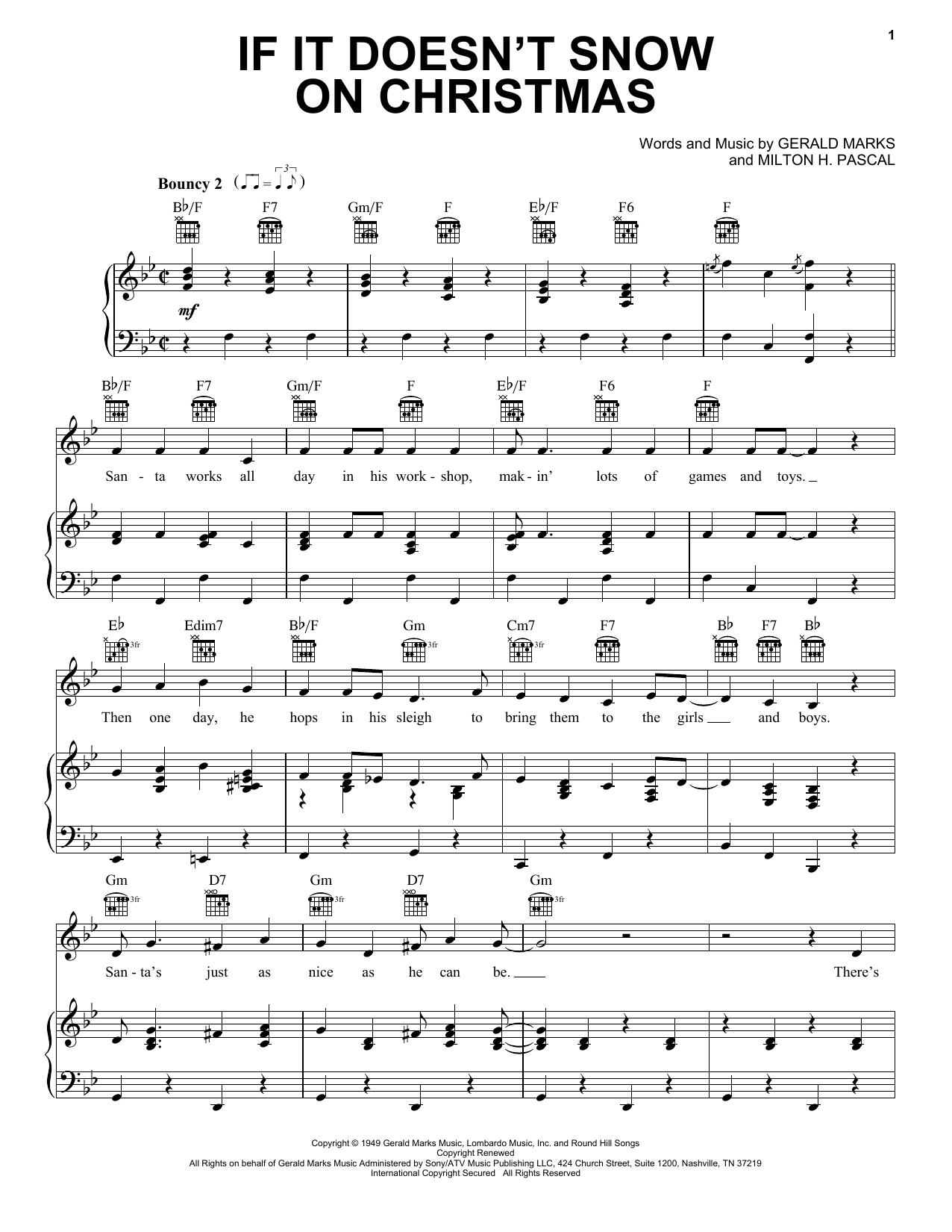 Gene Autry If It Doesn't Snow On Christmas sheet music notes and chords arranged for Piano, Vocal & Guitar Chords (Right-Hand Melody)