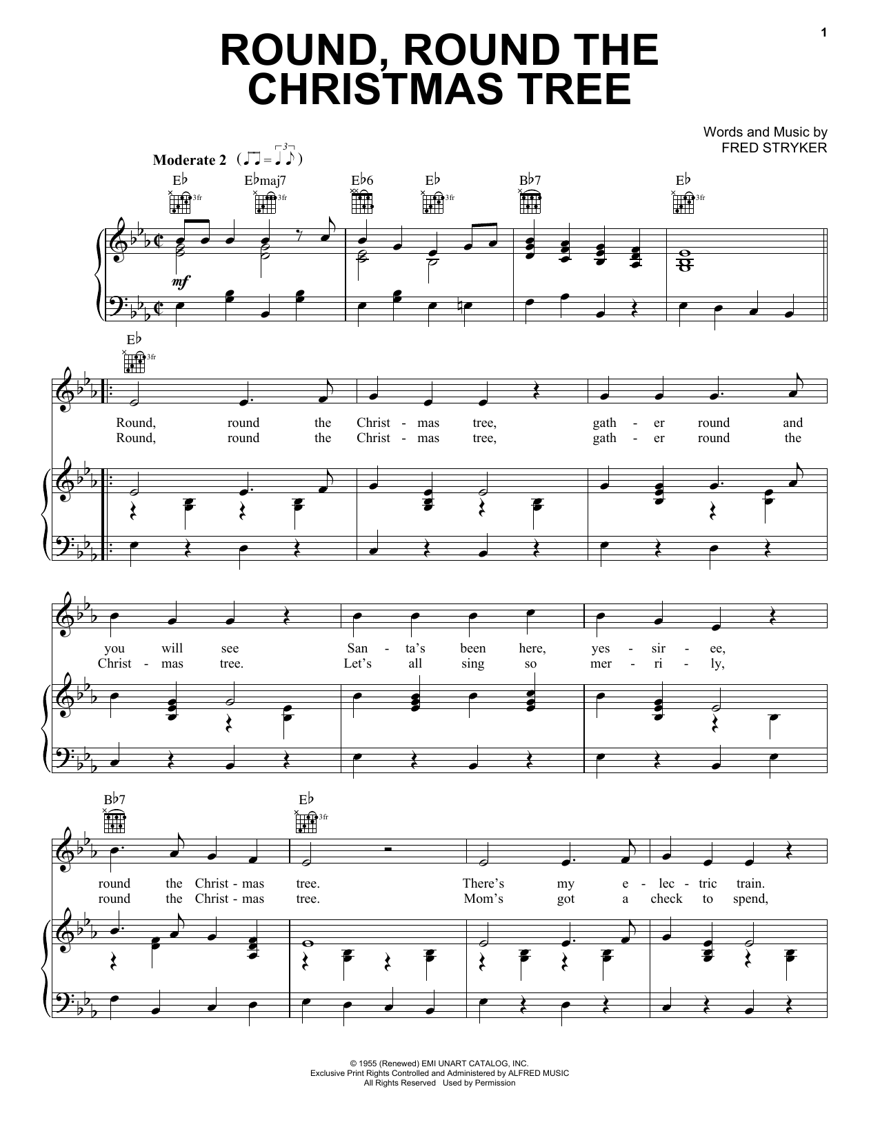 Gene Autry Round, Round The Christmas Tree sheet music notes and chords arranged for Piano, Vocal & Guitar Chords (Right-Hand Melody)
