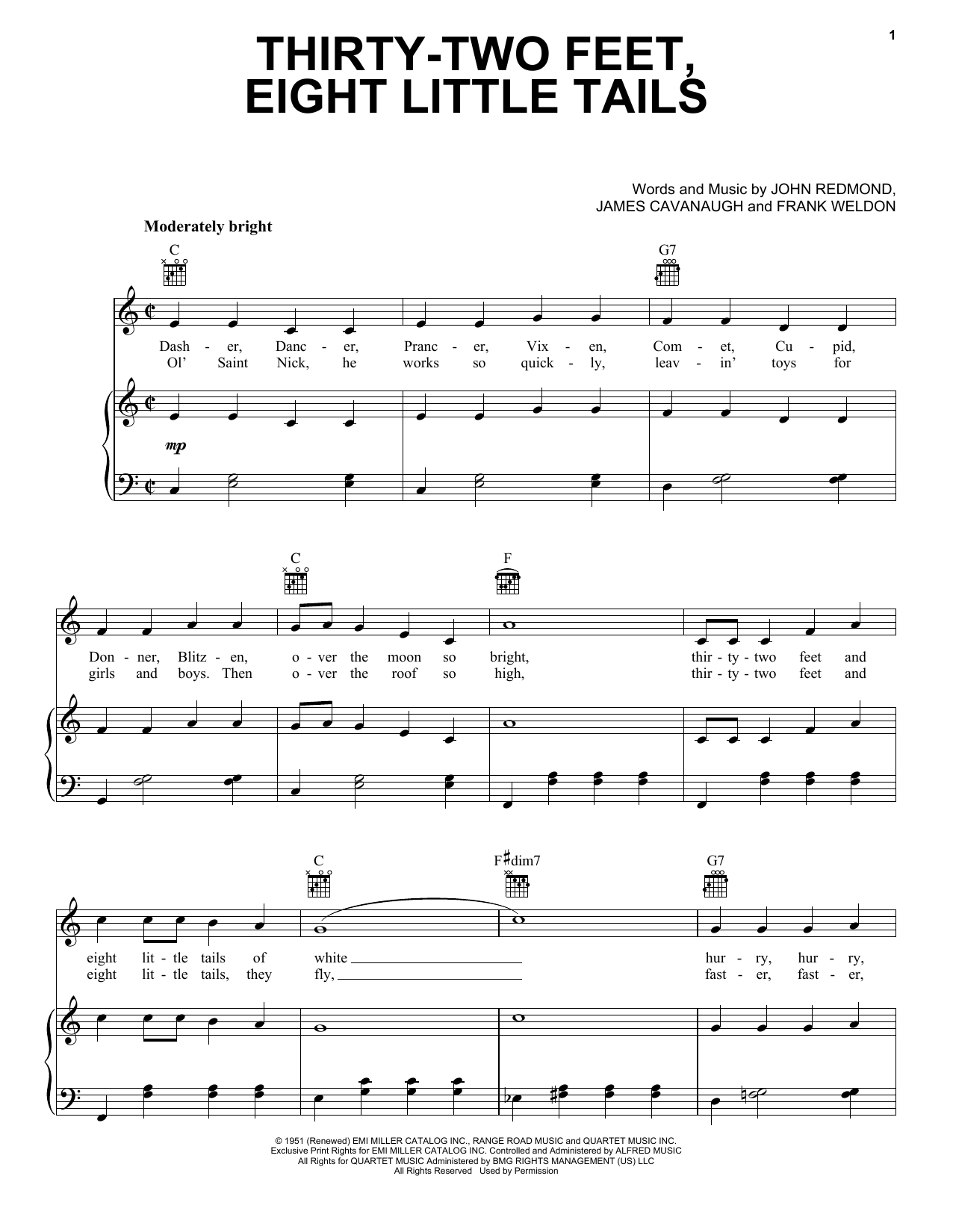 Gene Autry Thirty-Two Feet, Eight Little Tails sheet music notes and chords arranged for Piano, Vocal & Guitar Chords (Right-Hand Melody)