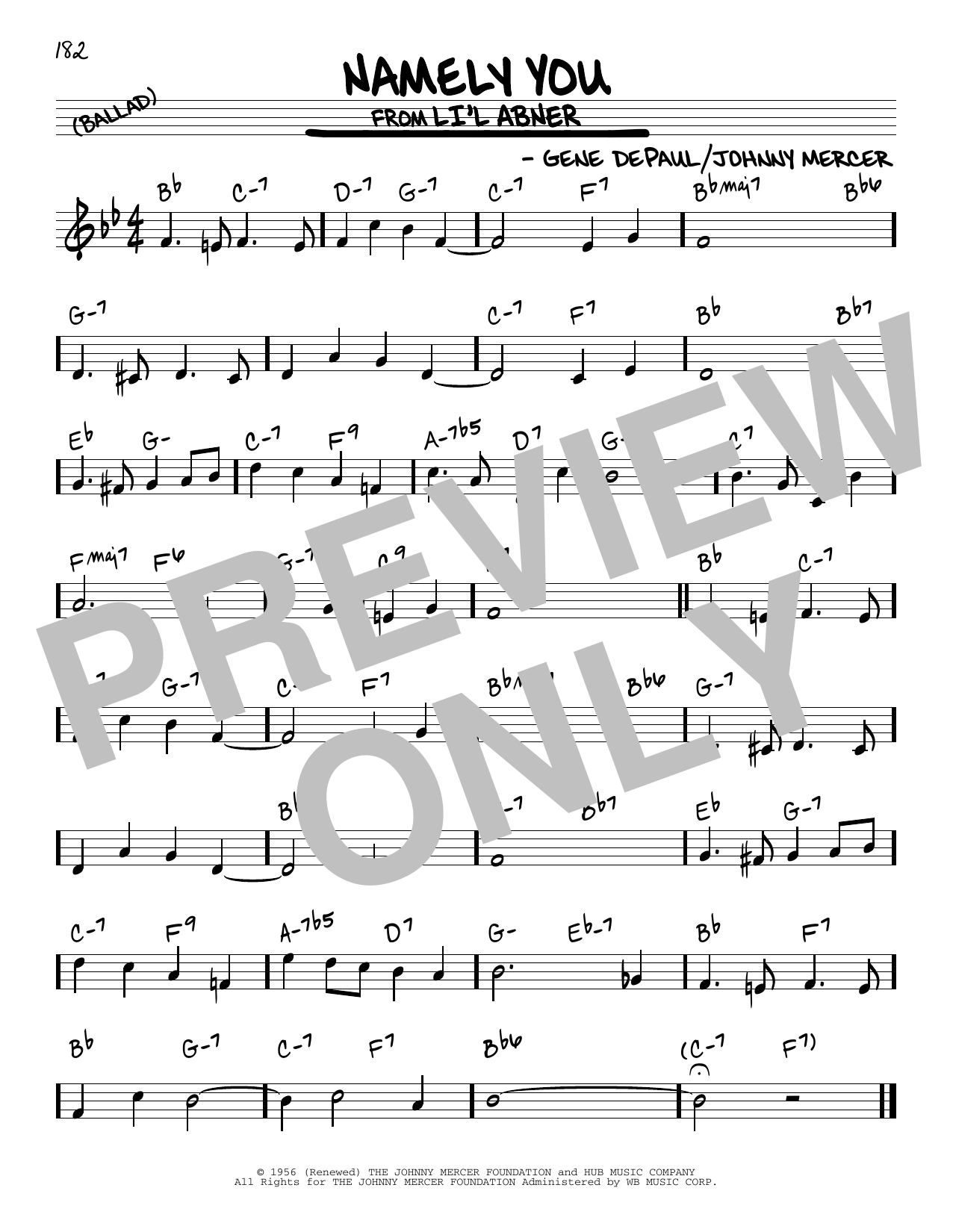 Gene De Paul Namely You sheet music notes and chords arranged for Real Book – Melody & Chords