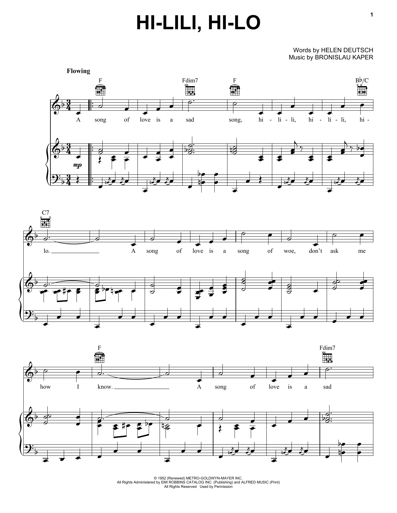 Gene Vincent Hi-lili, Hi-lo sheet music notes and chords arranged for Piano, Vocal & Guitar Chords (Right-Hand Melody)
