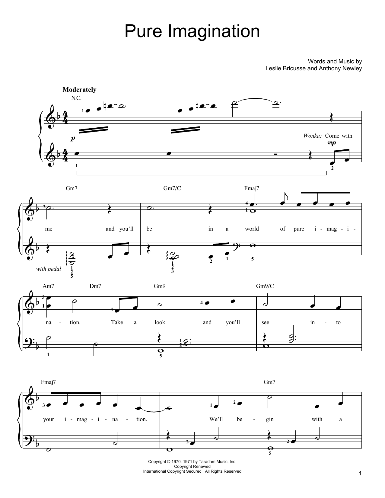 Gene Wilder Pure Imagination (from Willy Wonka & The Chocolate Factory) sheet music notes and chords arranged for Oboe Solo