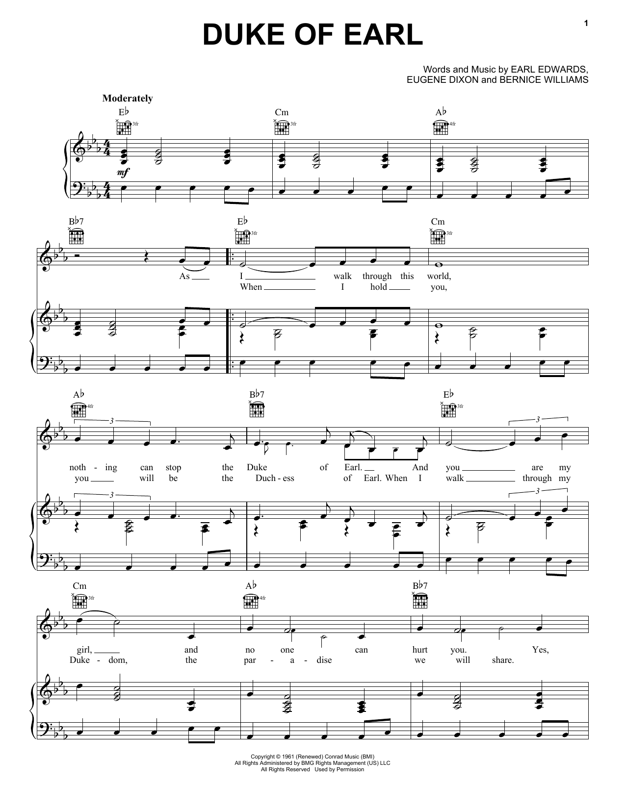 Gene Chandler Duke Of Earl sheet music notes and chords. Download Printable PDF.
