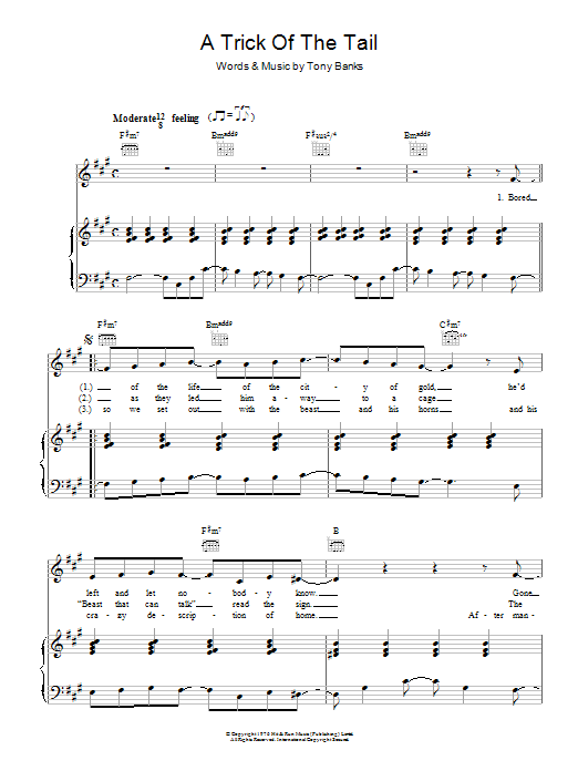 Genesis A Trick Of The Tail sheet music notes and chords arranged for Piano, Vocal & Guitar Chords