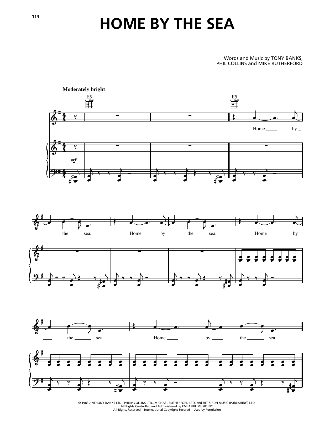 Genesis Home By The Sea sheet music notes and chords arranged for Piano, Vocal & Guitar Chords (Right-Hand Melody)
