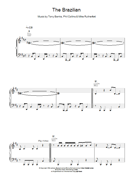 Genesis The Brazilian sheet music notes and chords arranged for Piano, Vocal & Guitar Chords