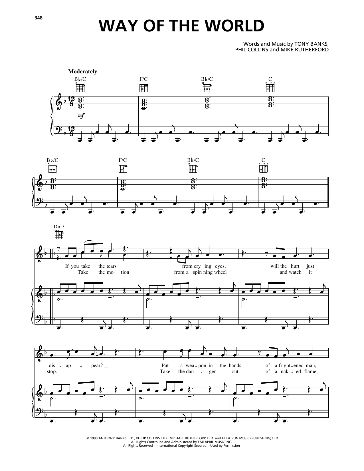 Genesis Way Of The World sheet music notes and chords arranged for Piano, Vocal & Guitar Chords (Right-Hand Melody)