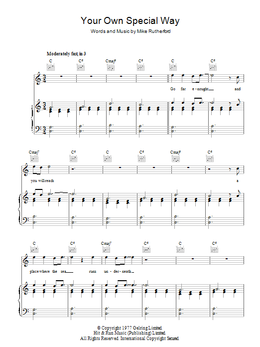Genesis Your Own Special Way sheet music notes and chords arranged for Guitar Tab
