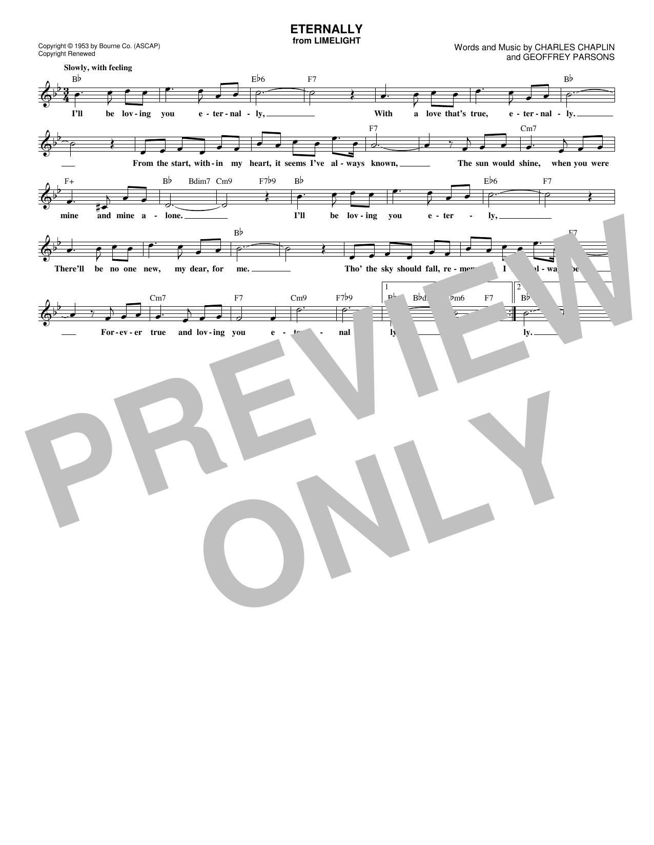Geoffrey Parsons Eternally sheet music notes and chords arranged for Lead Sheet / Fake Book