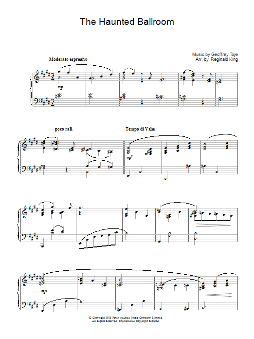 Geoffrey Toye Haunted Ballroom sheet music notes and chords arranged for Piano Solo