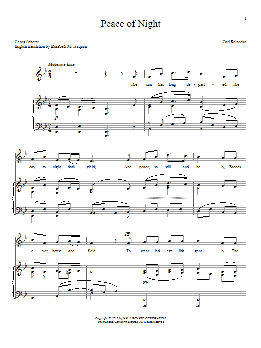 Georg Scherer Peace Of Night sheet music notes and chords arranged for Piano & Vocal