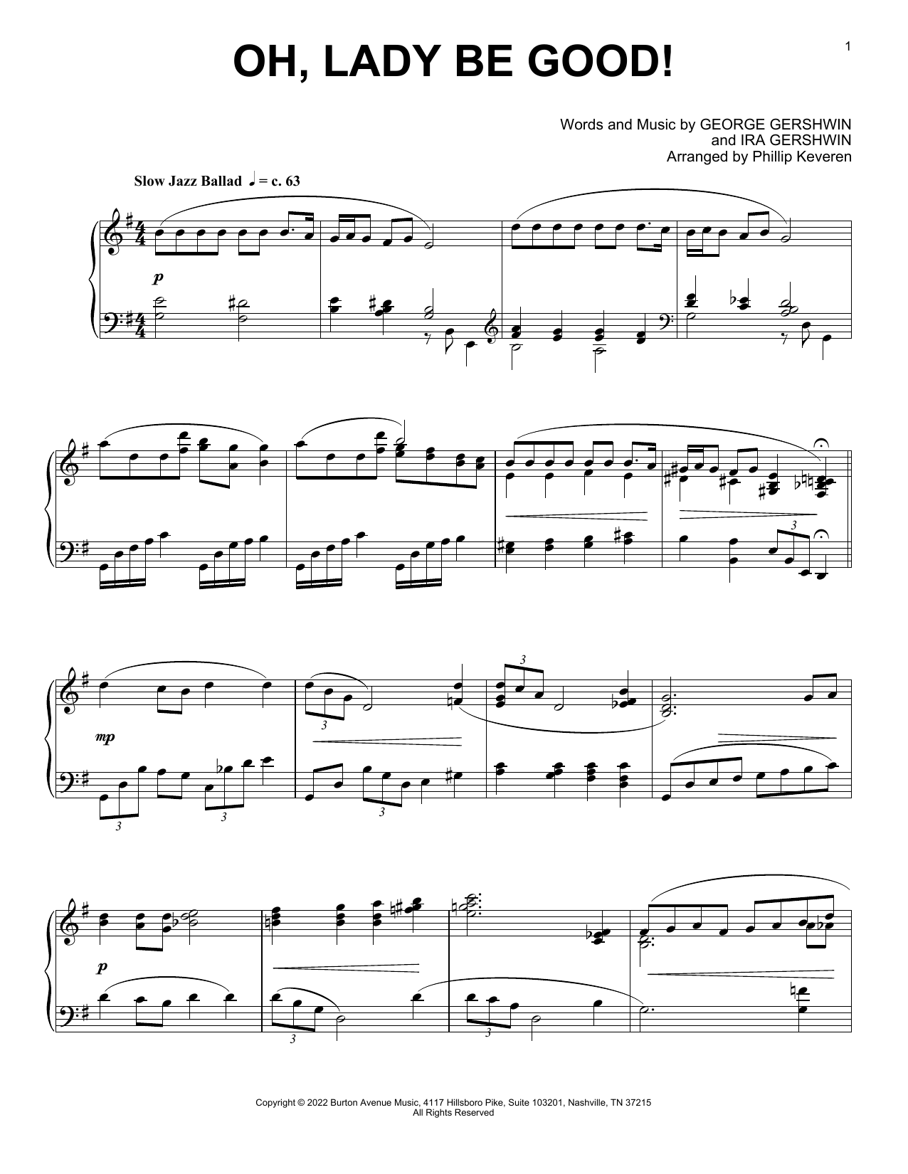 George & Ira Gershwin Oh, Lady Be Good! (arr. Phillip Keveren) sheet music notes and chords arranged for Piano Solo