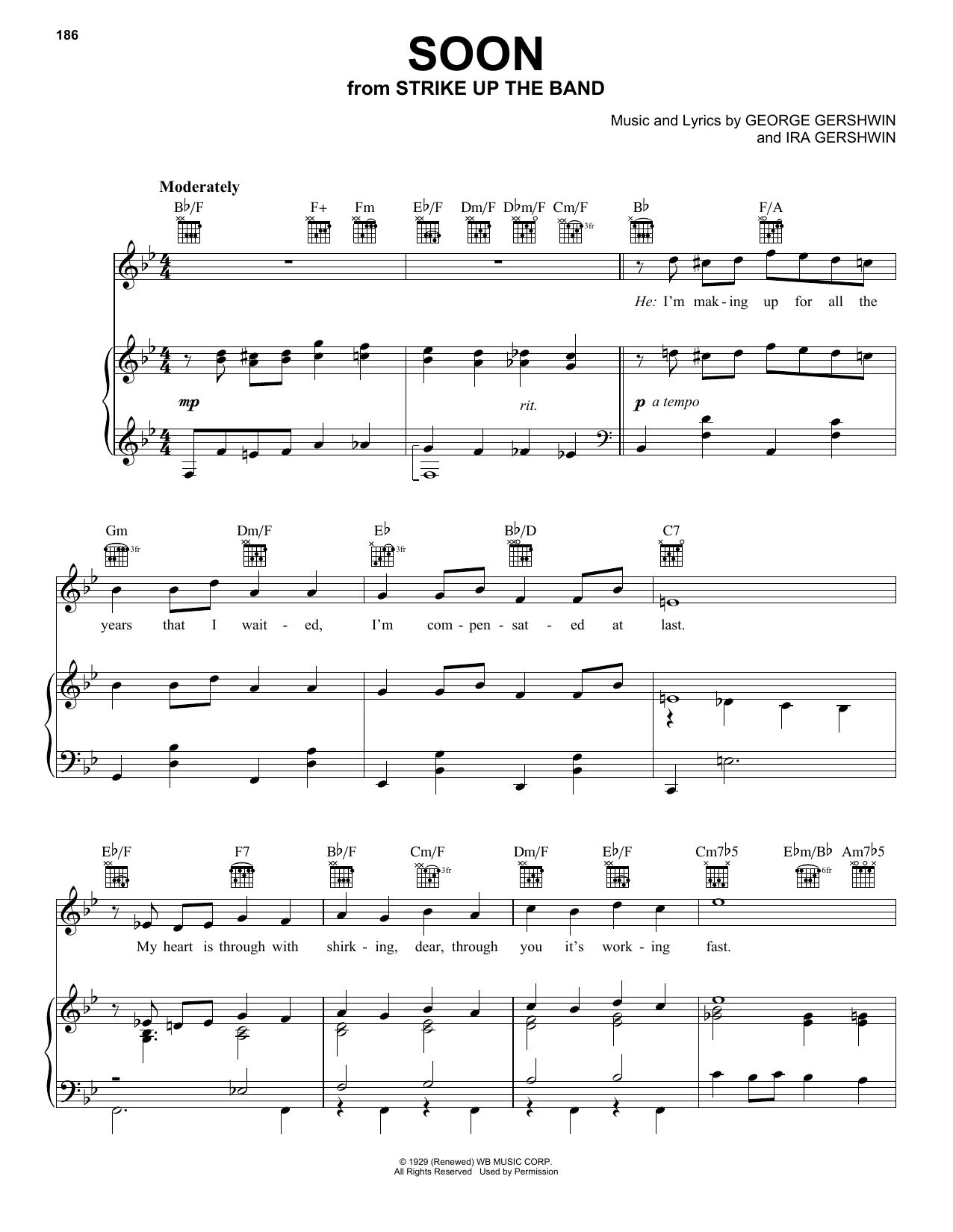 George and Ira Gershwin Soon sheet music notes and chords arranged for Piano, Vocal & Guitar Chords (Right-Hand Melody)