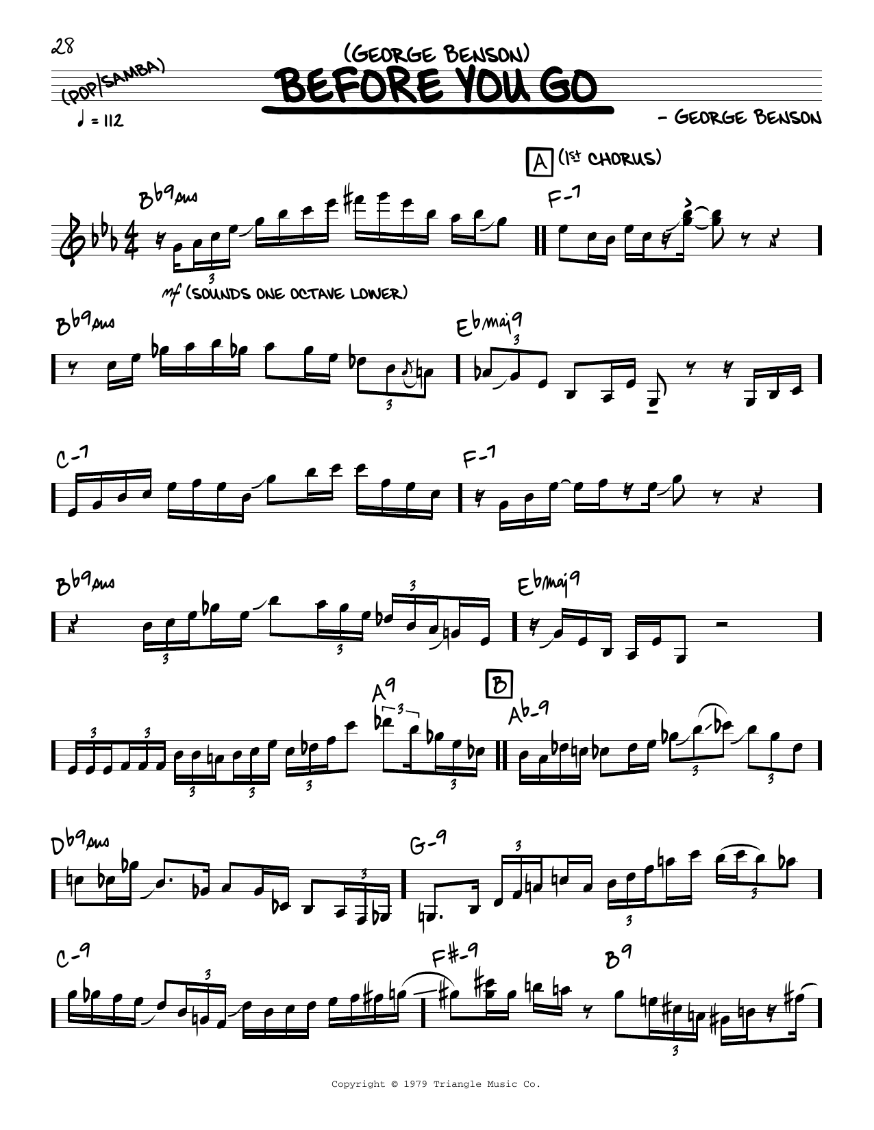 George Benson Before You Go (solo only) sheet music notes and chords arranged for Real Book – Melody & Chords