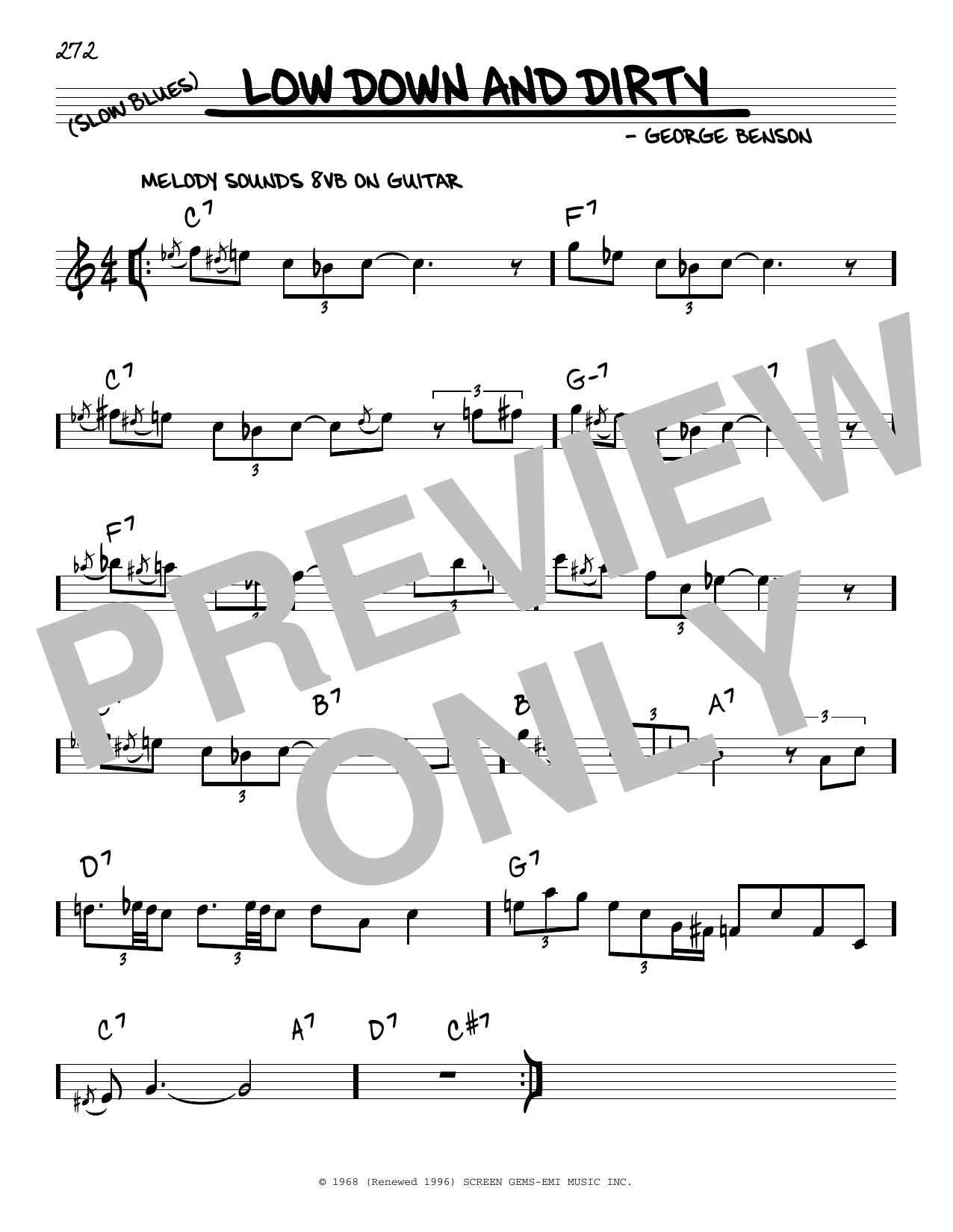 George Benson Low Down And Dirty sheet music notes and chords arranged for Real Book – Melody & Chords