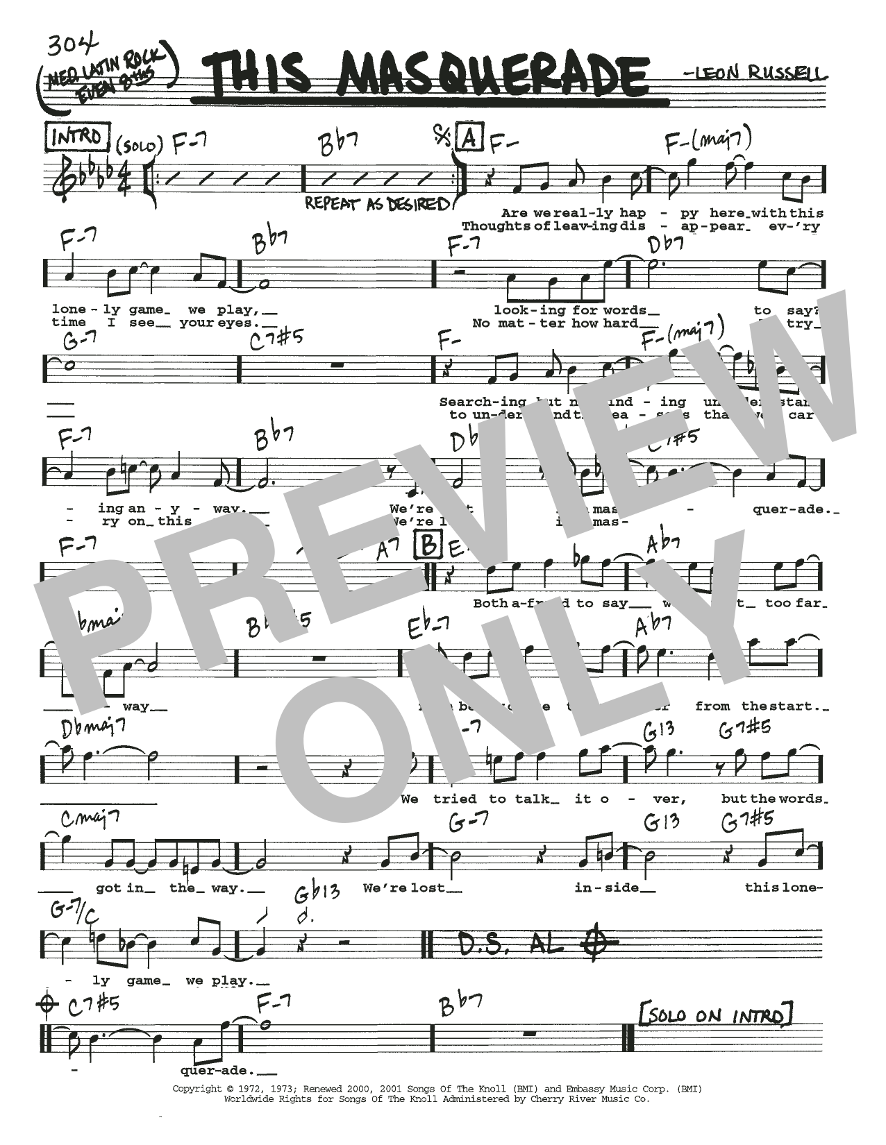 George Benson This Masquerade sheet music notes and chords arranged for Lead Sheet / Fake Book