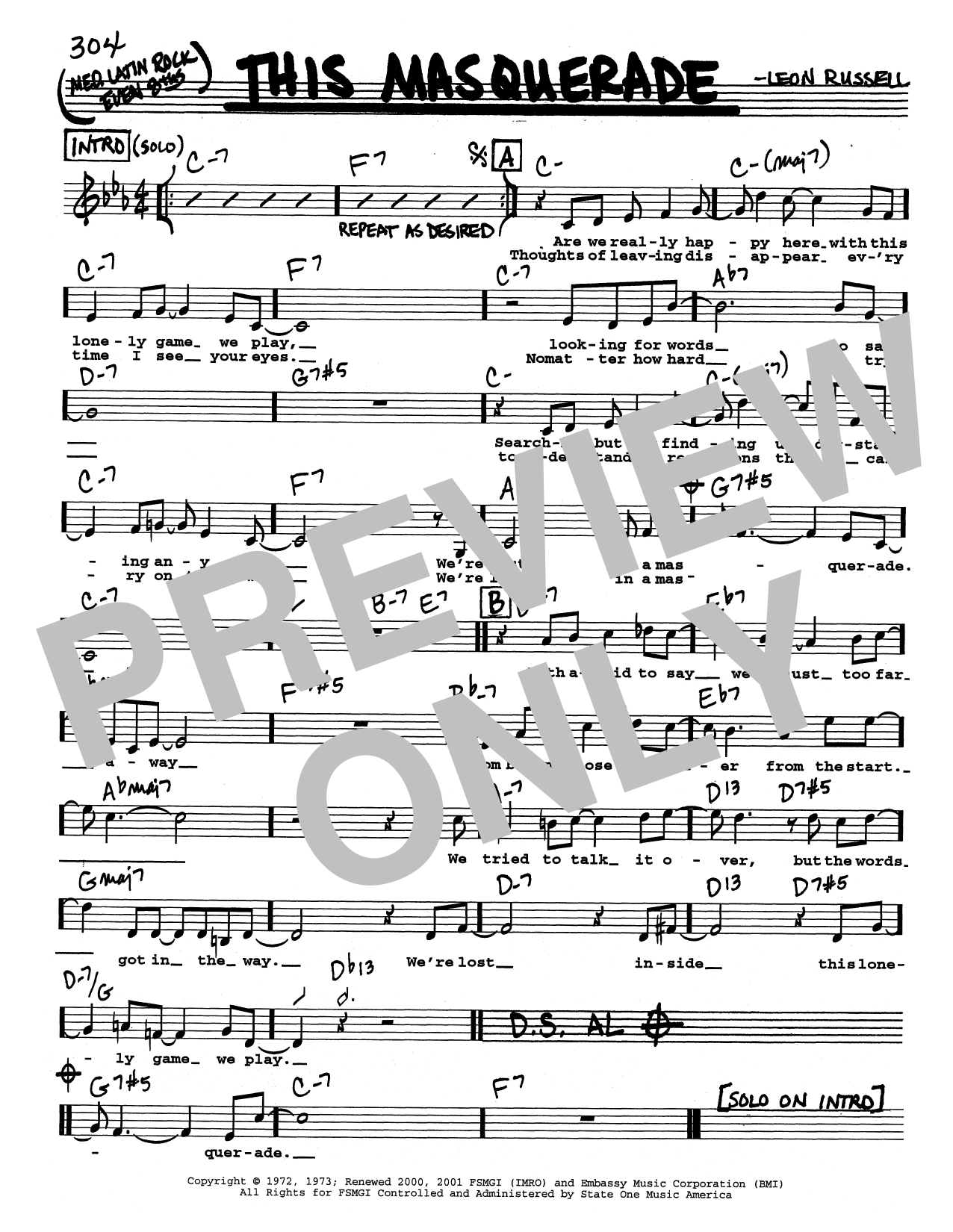 George Benson This Masquerade (Low Voice) sheet music notes and chords arranged for Real Book – Melody, Lyrics & Chords