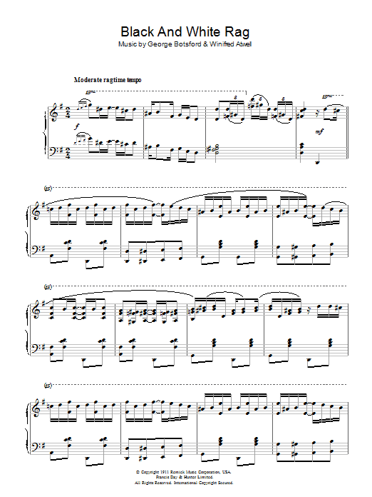 George Botsford Black And White Rag sheet music notes and chords arranged for Piano Solo