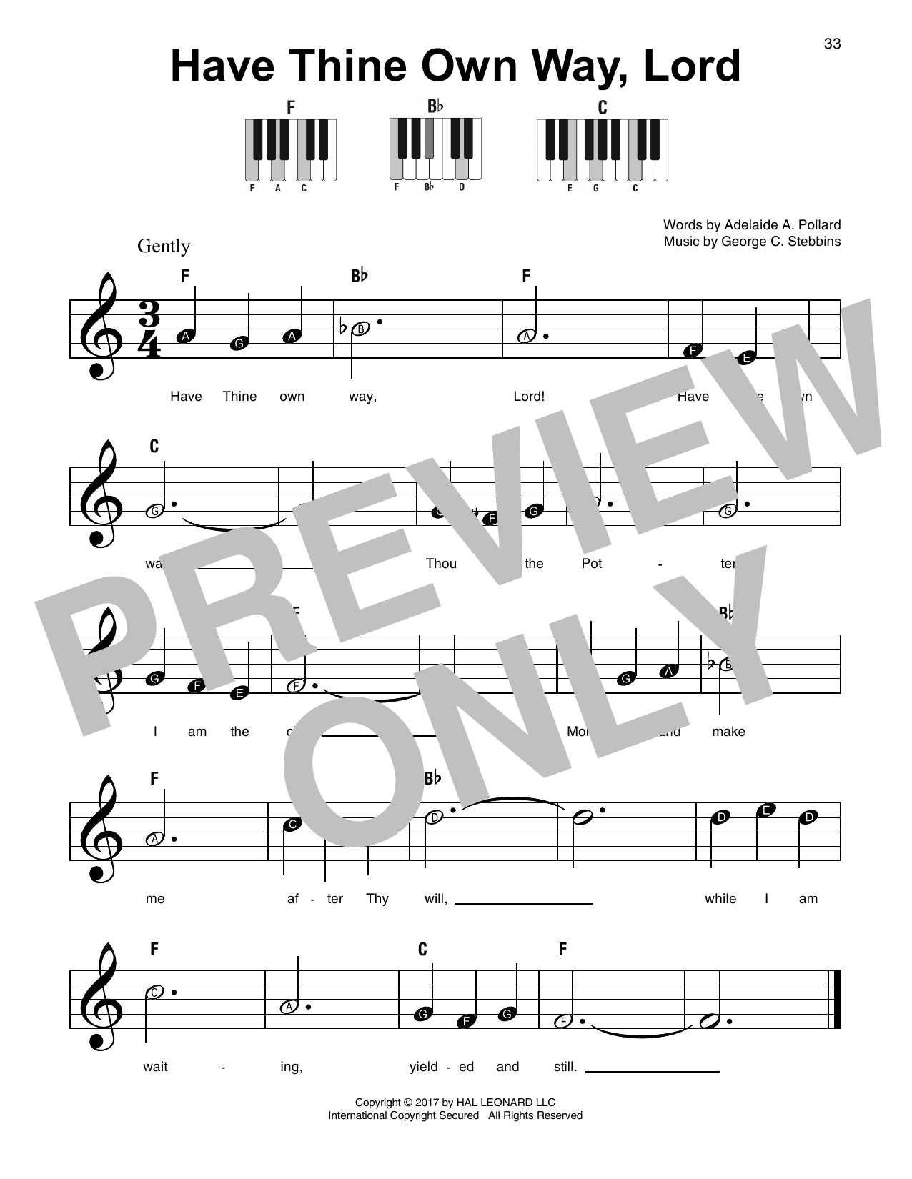 George C. Stebbins Have Thine Own Way, Lord sheet music notes and chords arranged for Super Easy Piano