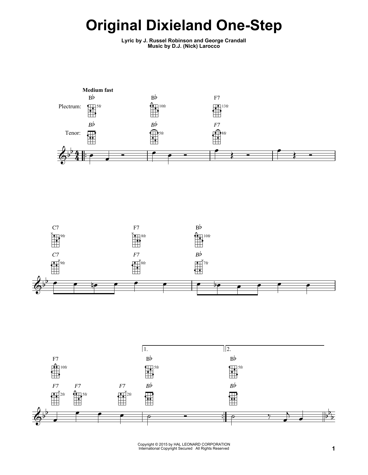 George Crandall Original Dixieland One-Step sheet music notes and chords arranged for Banjo Tab
