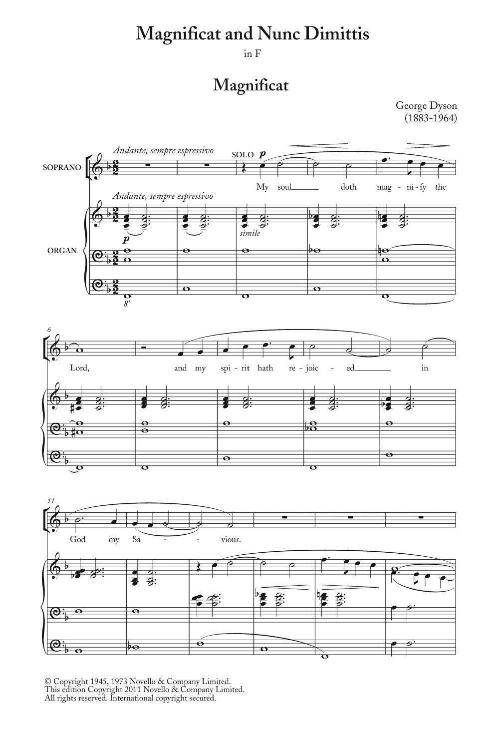 George Dyson Magnificat And Nunc Dimittis In F sheet music notes and chords arranged for Choir