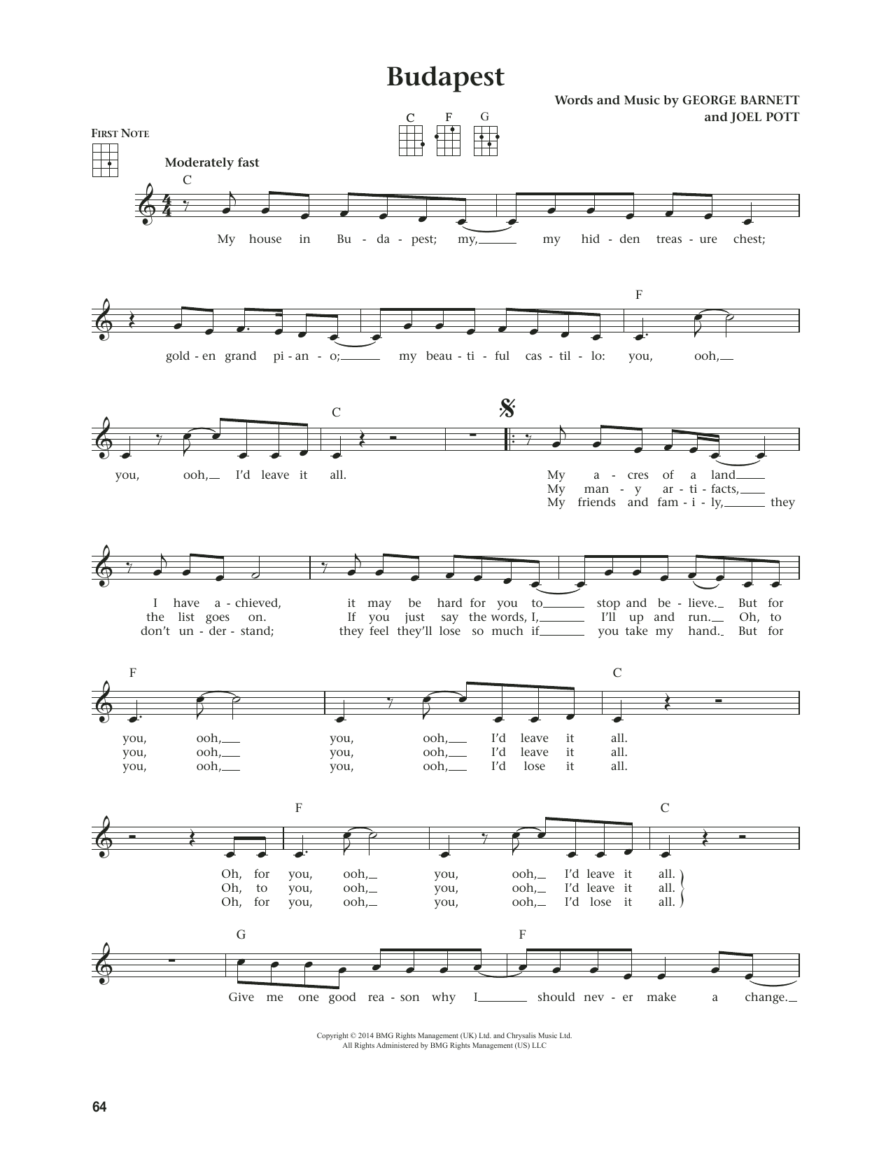 George Ezra Budapest (from The Daily Ukulele) (arr. Jim Beloff) sheet music notes and chords arranged for Ukulele
