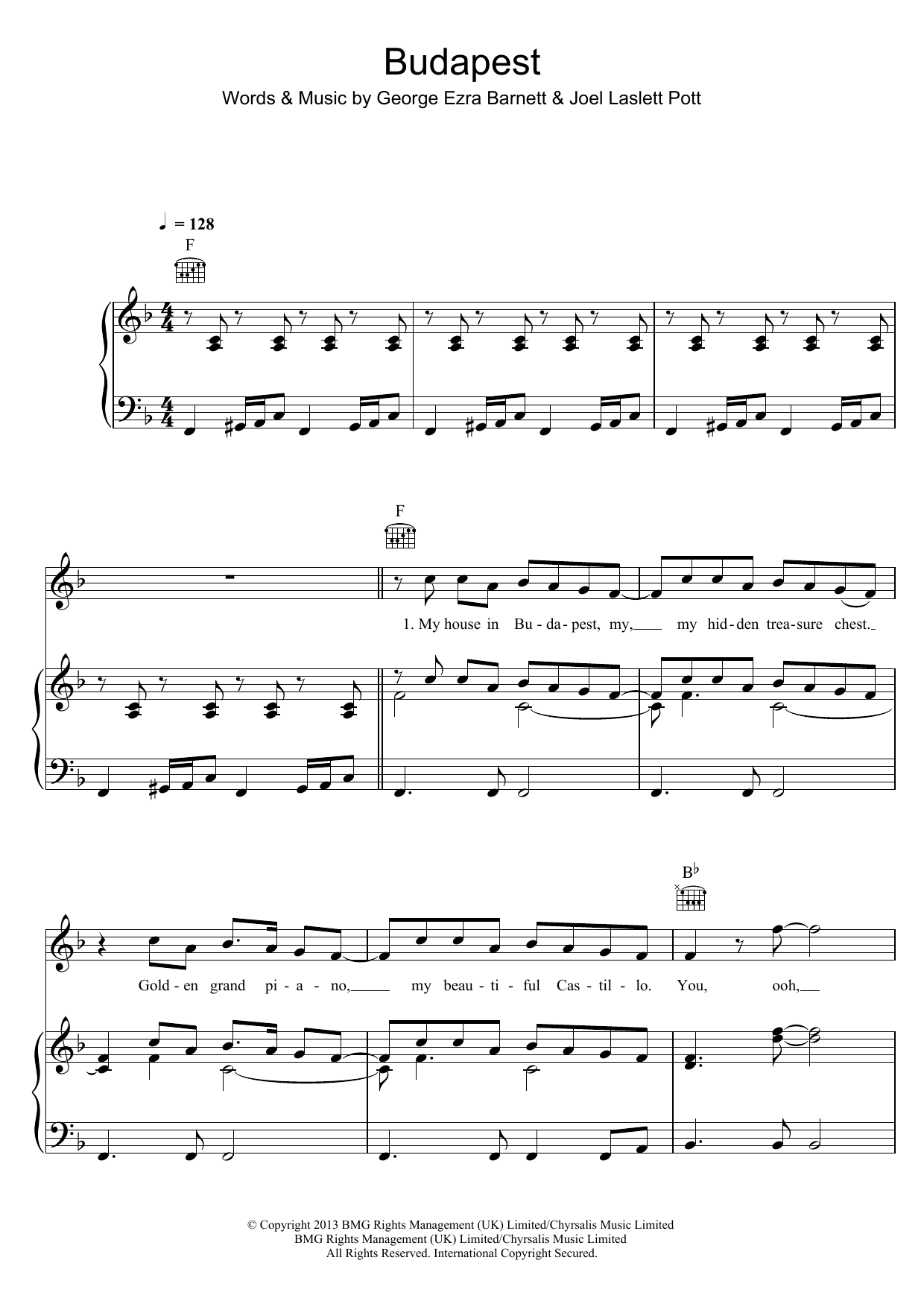 George Ezra Budapest sheet music notes and chords arranged for Easy Piano