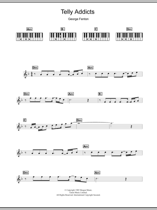 George Fenton Telly Addicts sheet music notes and chords arranged for Piano Chords/Lyrics