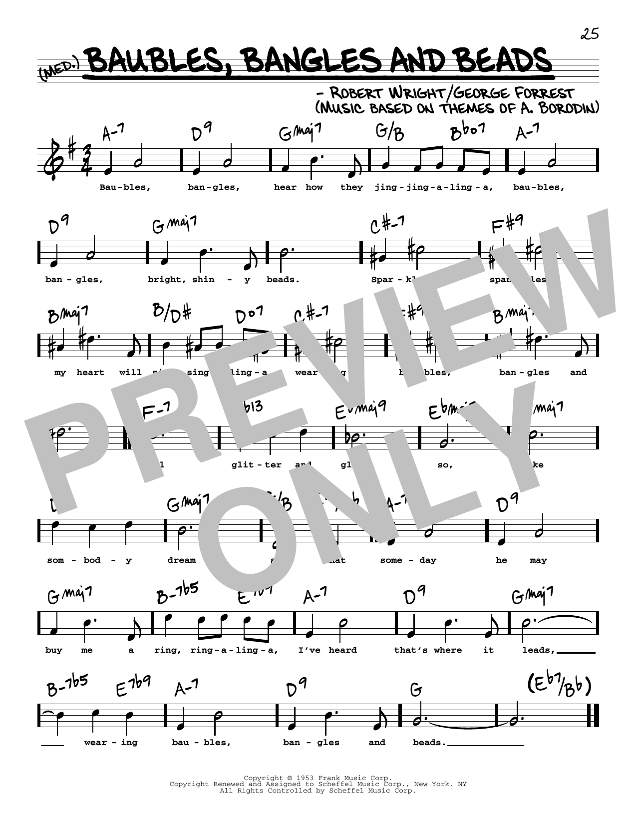George Forrest Baubles, Bangles And Beads (High Voice) (from Kismet) sheet music notes and chords arranged for Real Book – Melody, Lyrics & Chords