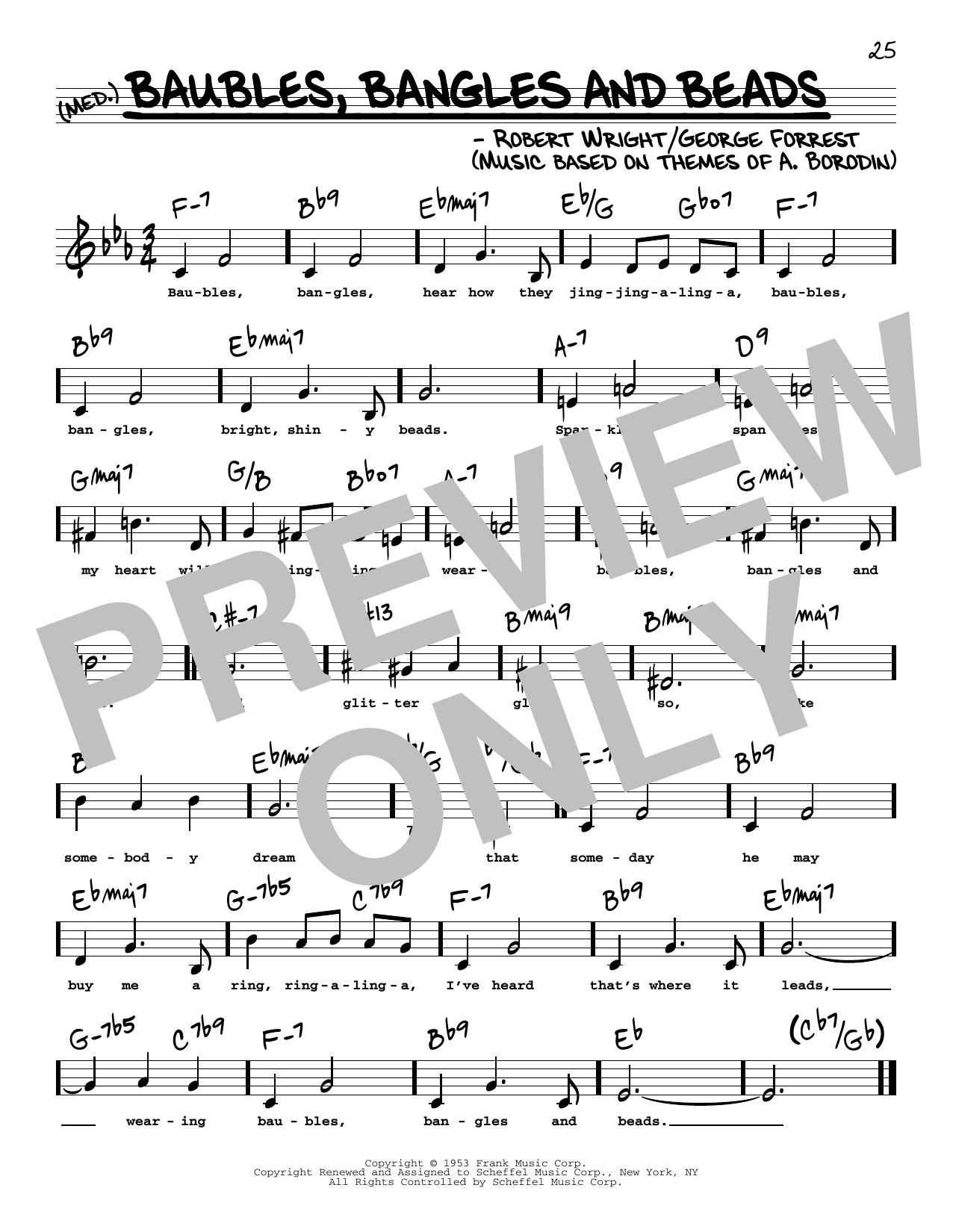 George Forrest Baubles, Bangles And Beads (Low Voice) sheet music notes and chords arranged for Real Book – Melody, Lyrics & Chords