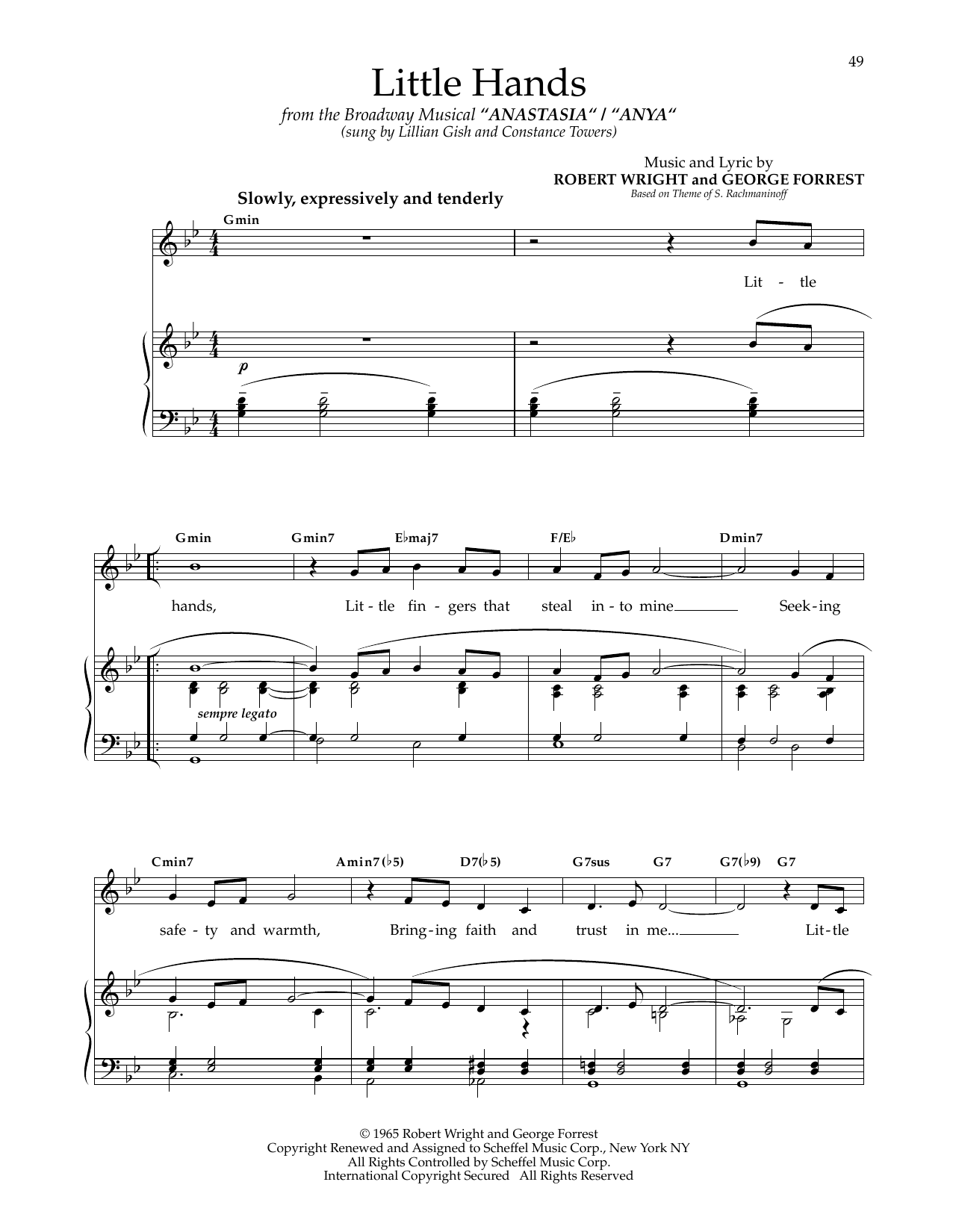 George Forrest Little Hands (from Anya) sheet music notes and chords arranged for Piano & Vocal