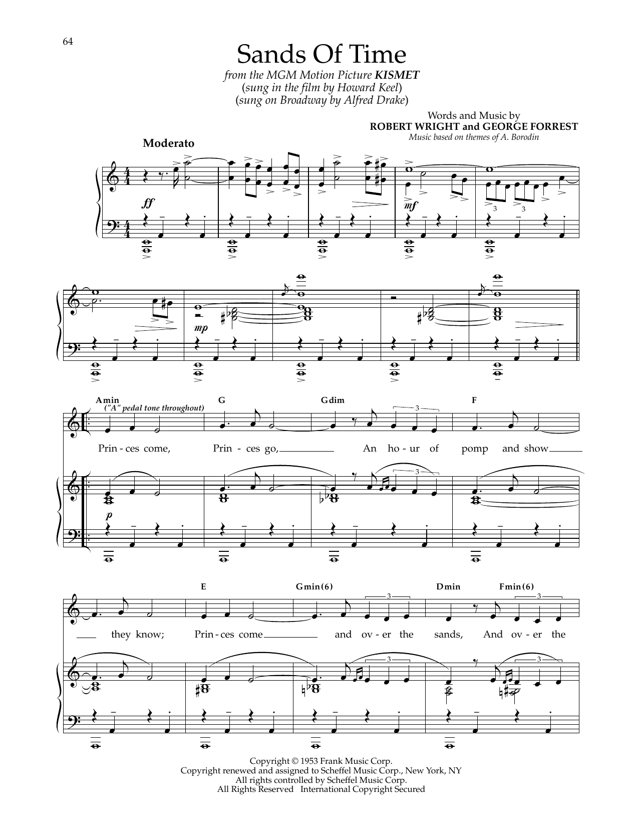 George Forrest Sands Of Time (from Kismet) sheet music notes and chords arranged for Piano & Vocal