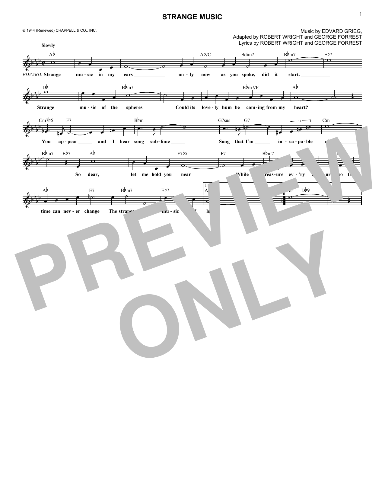 George Forrest Strange Music sheet music notes and chords arranged for Lead Sheet / Fake Book